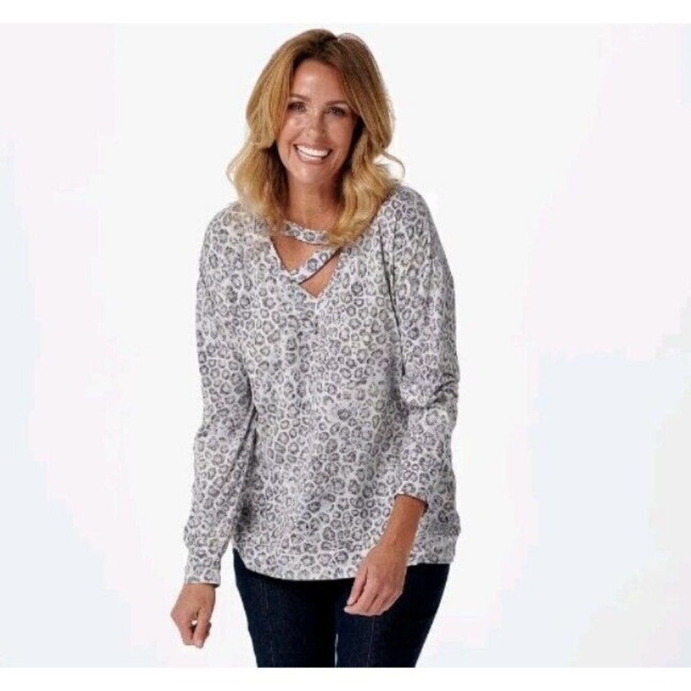 Soulgani Active Bali Beach Babe Long Sleeve V-Neck Strap Top Bali Beach Prnt,XS